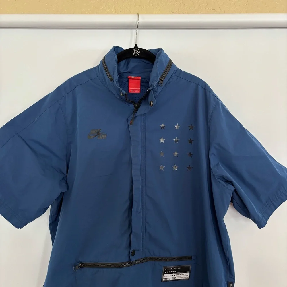 Nike Air Pivot V3 Anorak Hooded Jacket Short Sleeve Blue Size L